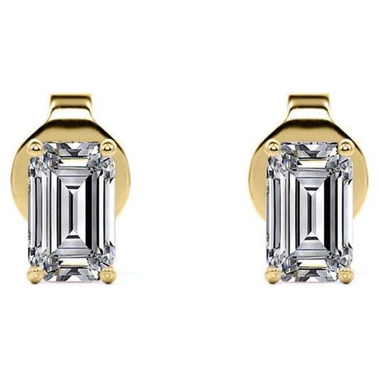 0.60 CTW Emerald Cut Stud Lab Grown Diamond Earrings for Women