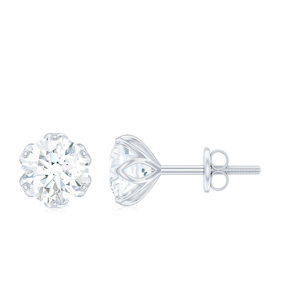 2.00 CTW Round Cut Stud Lab Grown Diamond Earrings for Women