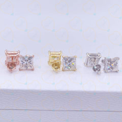 1.00 CTW Princess Cut Stud Lab Grown Diamond Earrings for Women