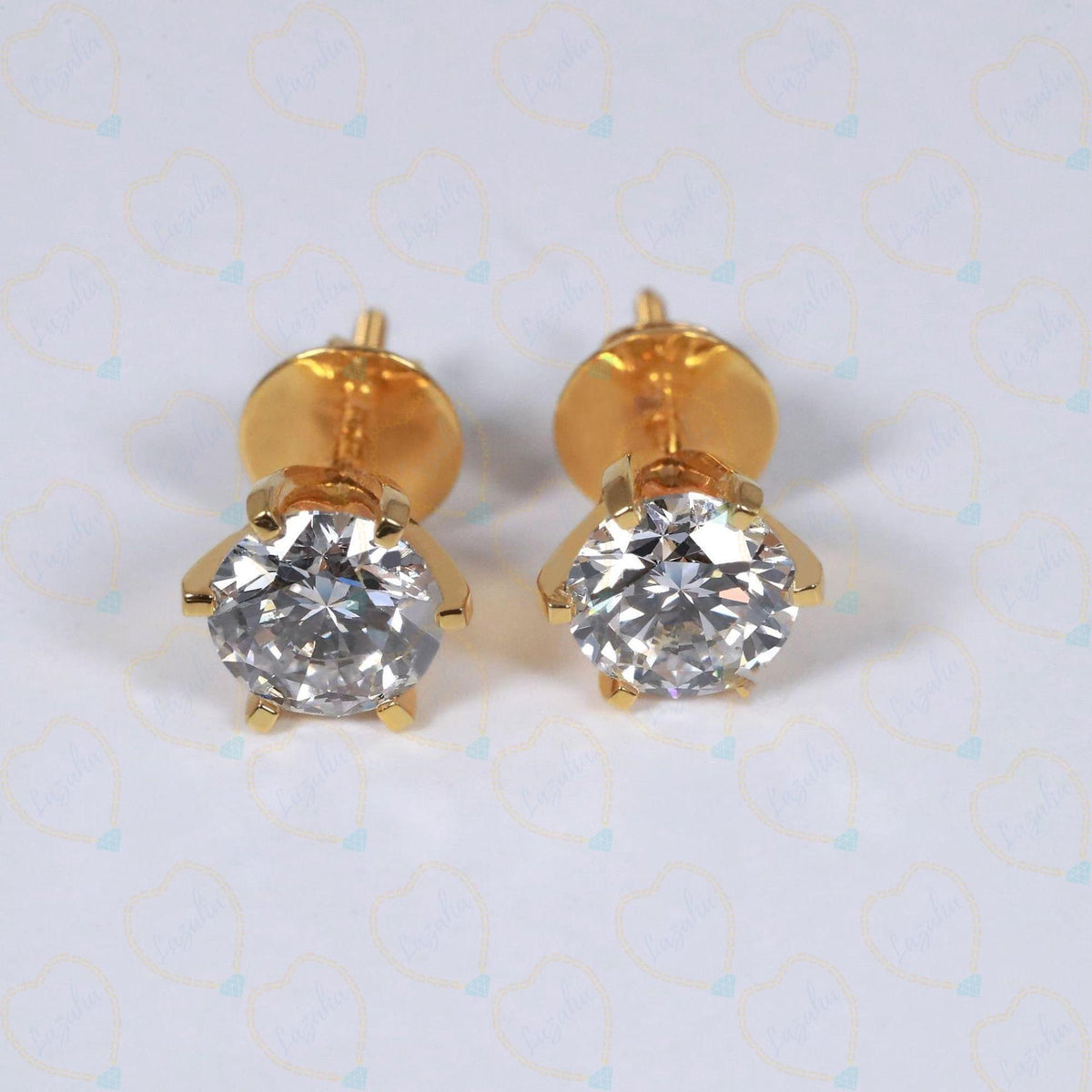 2.00 CTW Round Cut Stud Lab Grown Diamond Earrings for Women