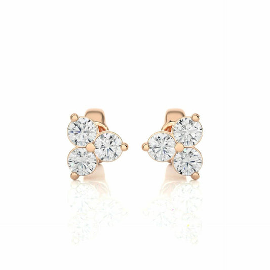 1.00 CTW Round Cut Stud Lab Grown Diamond Earrings for Women