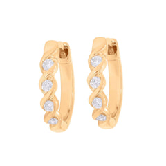 0.90 CTW Round Cut Huggie Hoop Lab Grown Diamond Earrings for Women