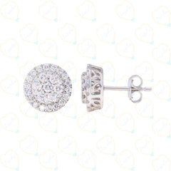 0.90 CTW Round Cut Halo Lab Grown Diamond Earrings for Women