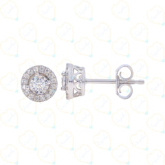 0.50 CTW Round Cut Halo Lab Grown Diamond Earrings for Women