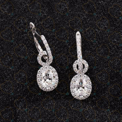 1.00 CTW Oval Cut Drop Dangle Lab Grown Diamond Earrings for Women