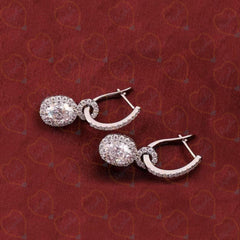 1.00 CTW Oval Cut Drop Dangle Lab Grown Diamond Earrings for Women