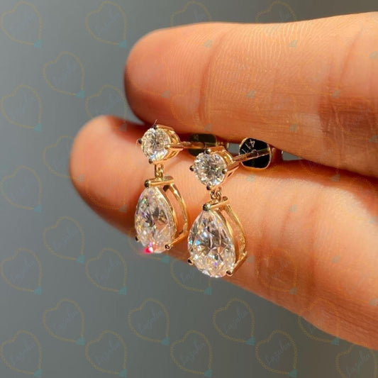 2.50 CTW Pear Cut Drop Dangle Lab Grown Diamond Earrings for Women