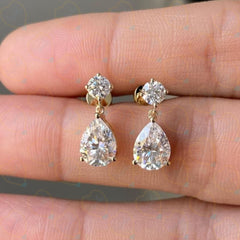 2.50 CTW Pear Cut Drop Dangle Lab Grown Diamond Earrings for Women