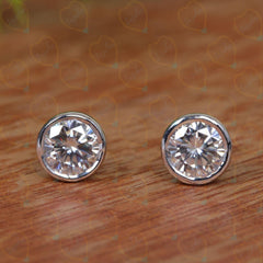 1.70 CTW Round Cut Stud Lab Grown Diamond Earrings for Women