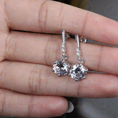 1.70 CTW Round Cut Drop Dangle Lab Grown Diamond Earrings for Women