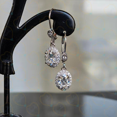 1.50 CTW Oval Cut Drop Dangle Lab Grown Diamond Earrings for Women