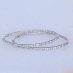 2.10 CTW Round Cut Hoop Lab Grown Diamond Earrings for Women