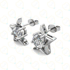 2.00 CTW Round Cut Stud Lab Grown Diamond Earrings for Women