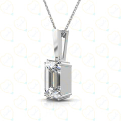 2.50 CTW Emerald Cut Charm Lab Grown Diamond Pendant for Women