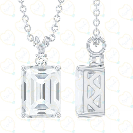 1.80 CTW Emerald Cut Charm Lab Grown Diamond Pendant for Women