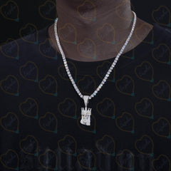 1.00 TCW Round Cut Hip Hop Lab Grown Diamond Pendant for Women