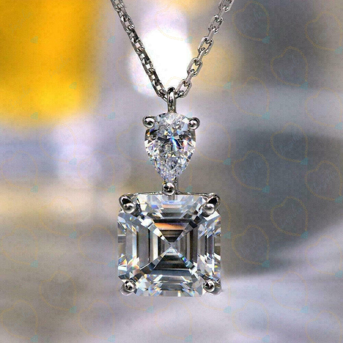 Ciondolo con diamante solitario taglio Asscher TCW da donna