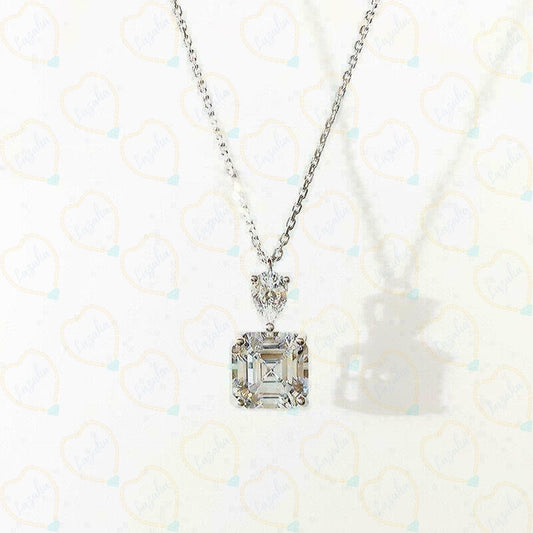 Ciondolo con diamante solitario taglio Asscher TCW da donna