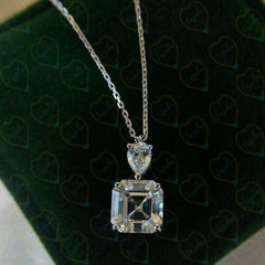 Ciondolo con diamante solitario taglio Asscher TCW da donna