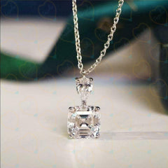 Ciondolo con diamante solitario taglio Asscher TCW da donna