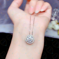 1.70 TCW Round Cut Halo Lab Grown Diamond Pendant for Women