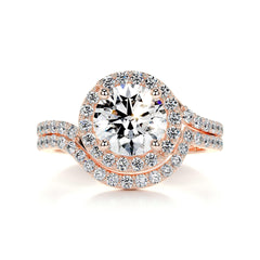 0.90 CTW Round Cut Halo Lab Grown Diamond Ring for Women