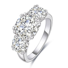 1.30 TCW Round Cut 3 Stone Lab Grown Diamond Ring for Women