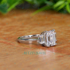 2.00 TCW Emerald Cut 3 Stone Lab Grown Diamond Ring for Women