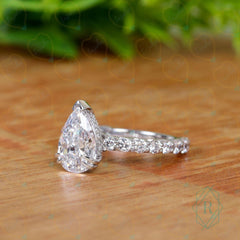 2.00 TCW Pear Cut Hidden Halo Lab Grown Diamond Ring for Women