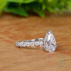 2.00 TCW Pear Cut Hidden Halo Lab Grown Diamond Ring for Women