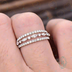 0.70 TCW Marquise Cut Bridal Set Lab Grown Diamond Ring for Women