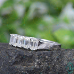 2.50 CTW Emerald Cut 5 Stone Lab Grown Diamond Ring for Women