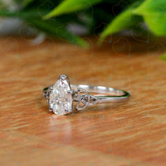 1.20 TCW Pear Cut Solitaire Lab Grown Diamond Ring for Women