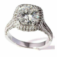 2.00 TCW Round Cut Halo Lab Grown Diamond Ring for Women