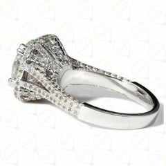 Anello con diamante Halo Lab Grown taglio rotondo TCW da 2,00 per donna