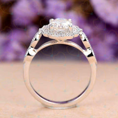 1.00 TCW Oval Cut Halo Lab Grown Diamond Ring for Women