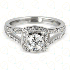 1.00 TCW Round Cut Split Shank Lab Grown Diamond Ring for Women