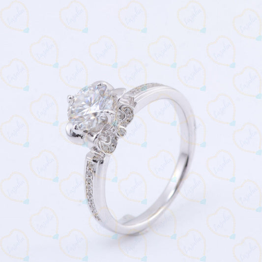 1.00 TCW Round Cut Hidden Halo Lab Grown Diamond Ring for Women