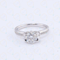 1.00 TCW Round Cut Hidden Halo Lab Grown Diamond Ring for Women