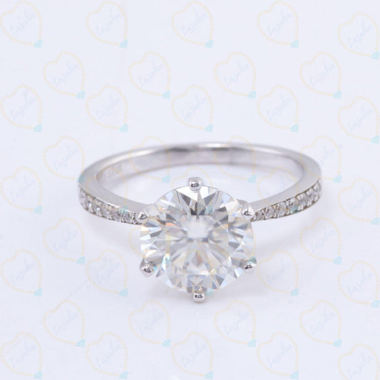 2.50 TCW Round Cut Solitaire With Accents Lab Grown Diamond Ring for Women