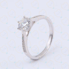 1.00 TCW Round Cut Solitaire With Accents Lab Grown Diamond Ring for Women