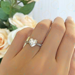 2.00 CTW Heart Cut Solitaire With Accents Lab Grown Diamond Ring for Women