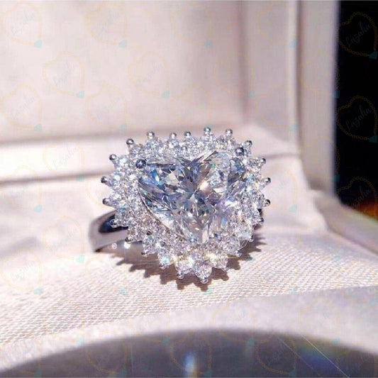 Anello con diamante coltivato in laboratorio con taglio a cuore Halo da 1,00 TCW per donna