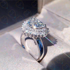 1.00 TCW Heart Cut Halo Lab Grown Diamond Ring for Women