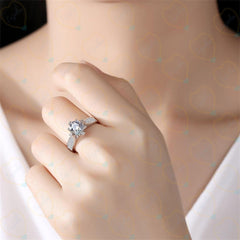 1.30 TCW Round Cut Solitaire With Accents Lab Grown Diamond Ring for Women