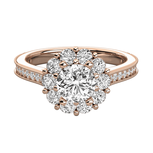 1.30 TCW Round Cut Halo Lab Grown Diamond Ring for Women