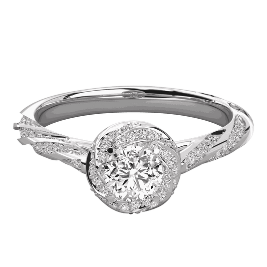 1.00 Round Cut Halo Lab Grown Diamond Ring for Women