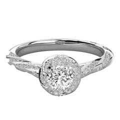 1.00 Round Cut Halo Lab Grown Diamond Ring for Women