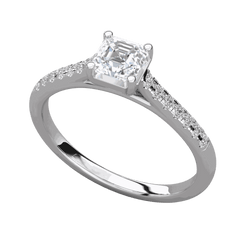 1.00 TCW Asscher Cut Solitaire With Accents Lab Grown Diamond Ring for Women