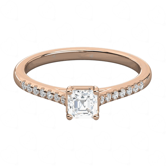 1.00 TCW Asscher Cut Solitaire With Accents Lab Grown Diamond Ring for Women